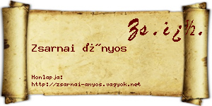 Zsarnai Ányos névjegykártya